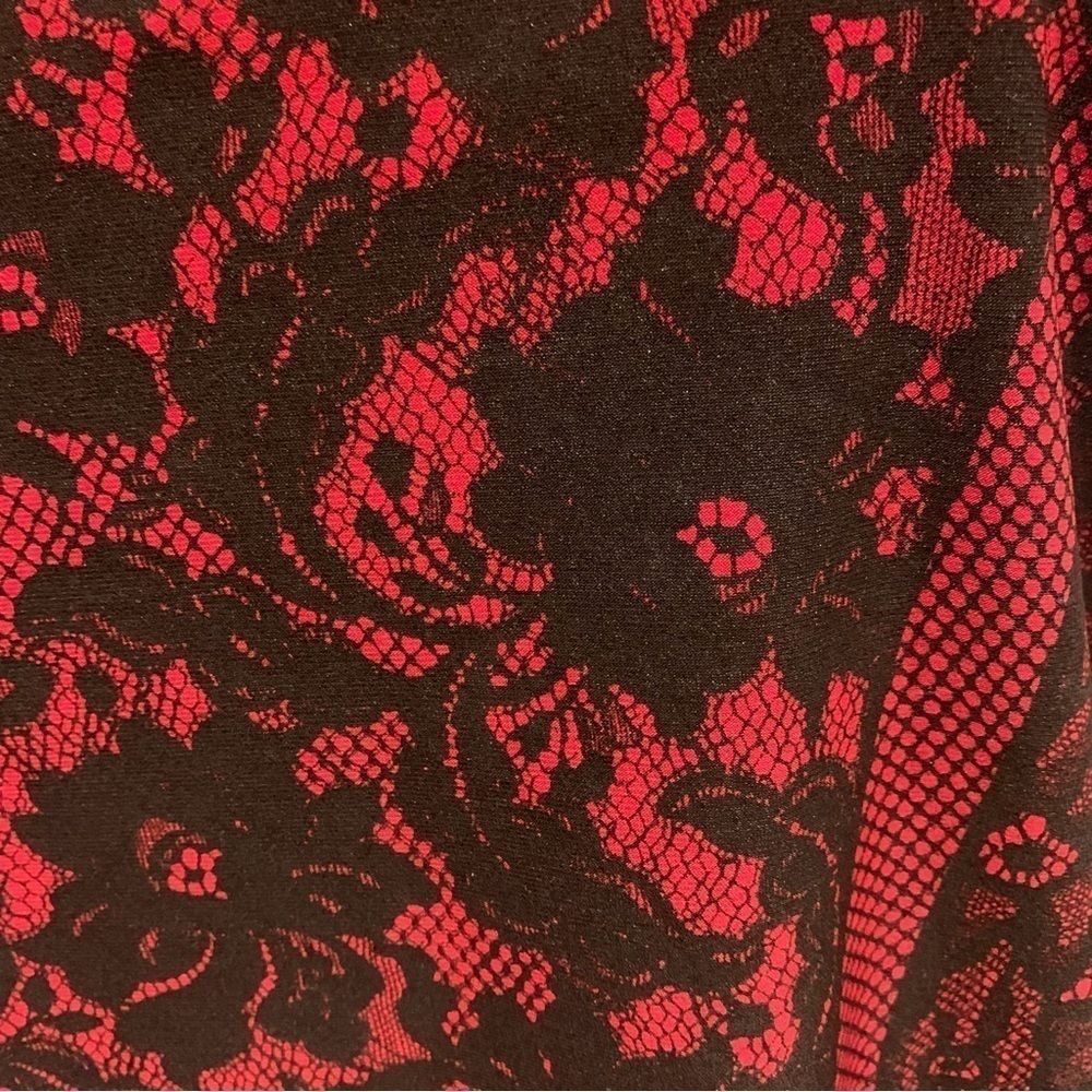 IGIGI Festival Top Plus Size 22 Black Lace on Red Blouse, 3/4 Raglan Sleeves NEW - Picture 5 of 11